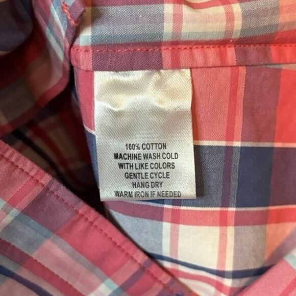 UNTUCKit Pink Navy Plaid Cotton Button Down Shirt NWT Size 0 - Picture 5 of 5